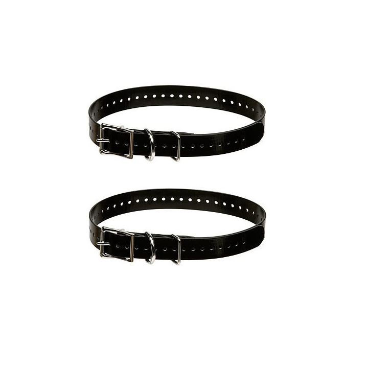 Deux sangles noires à boucles pour collier de dressage